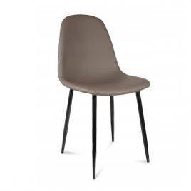 Scaun tip scandinav tapitat piele ecologica model cusatura pe spate bej si negru max 100 kg 44x52x85 cm vigo