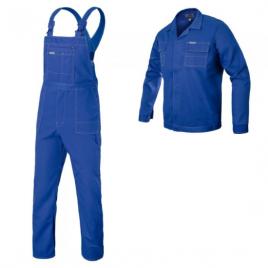 Pantaloni de lucru cu pieptar, salopeta, cu bluza, albastru, model confort, 170 cm, marimea m