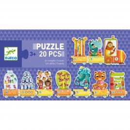 Puzzle djeco trenuletul cu animale numarate