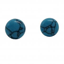 Cercei cu piatra semipretioasa Turquoise intense 8 mm