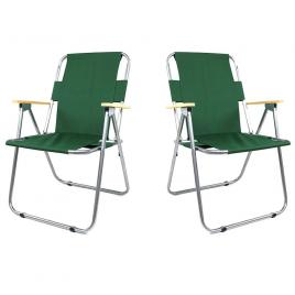 Set scaune camping pliante cu cotiere, structura metalica, verde