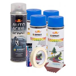 Kit complet reparatie si vopsire jante culoare Albastru Fluorescent V4