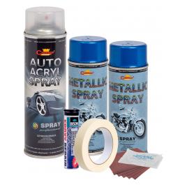 Kit complet reparatie si vopsire jante culoare Albastru Metalizat V2