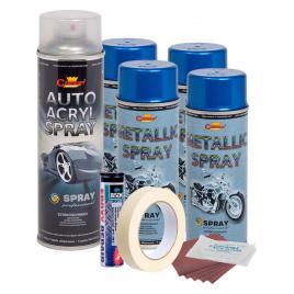 Kit complet reparatie si vopsire jante culoare Albastru Metalizat V4