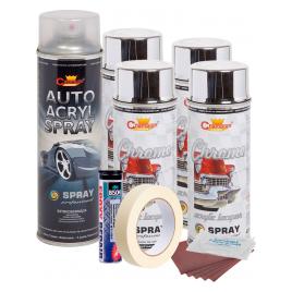 Kit complet reparatie si vopsire jante culoare Crom Metalic V4