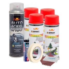 Kit complet reparatie si vopsire jante culoare Rosu Fluorescent V4