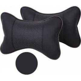 Set 2 buc. perne tetiere auto pentru sustinere gat din piele ecologica culoare NEGRU