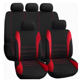Set huse scaun auto ieftine Universale 9 piese model H-LINE - ROSU