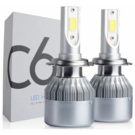 Set 2 becuri LED Auto model C6 soclu H7 6000K 36W 3500Lm plug and play