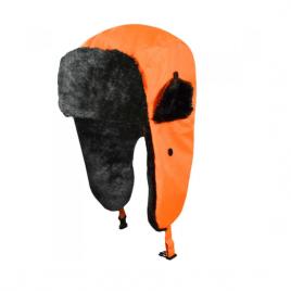 Caciula iarna, de lucru, cu protectie pentru urechi, matlasata, portocaliu fluorescent, marimea 58