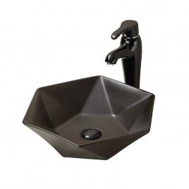 Lavoar pe blat black diamond, fluminia, 49x49 cm, negru mat,ceramica sanitara,raulconstruct
