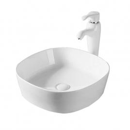 Lavoar pe blat brigitte, fluminia, 44x44 cm, alb,ceramica sanitara