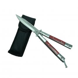 Cutit, briceag fluture, balisong, butterfly, lemn, maro, 22 cm