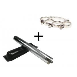 Set baston telescopic din otel, argintiu, 64 cm + box craniu argintiu