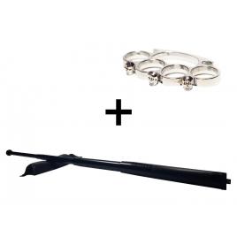 Set baston telescopic din otel, negru, 64 cm + box craniu argintiu