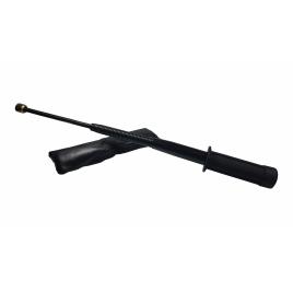 Baston telescopic flexibil ideallstore®, stealth defence, maner cauciuc, 46.5 cm, negru