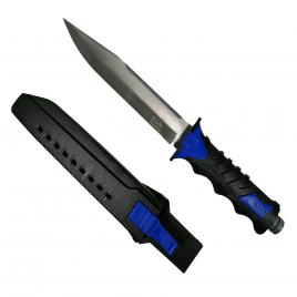 Cutit tip baioneta ideallstore®, survival camper, camping, vanatoare, pescuit, 35 cm, negru albastru