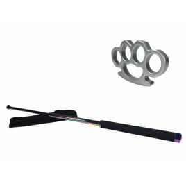 Set baston telescopic 66 cm + box argintiu 0.5 cm grosime