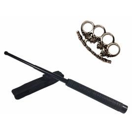 Set baston telescopic police, 49 cm + pumnal craniu