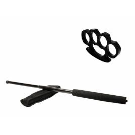 Set baston telescopic negru 50 cm +  box negru 1 cm grosime