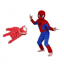 Set costum spiderman si manusa cu lansator, 5-7 ani