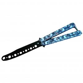 Cutit, briceag fluture, butterfly, happy skulls, pentru antrenament, 22 cm