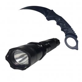 Lanterna cu electrosoc cu acumulator, led, cutit karambit inclus