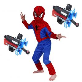 Set costum spiderman ideallstore®, 120-130 cm si doua lansatoare cu ventuze