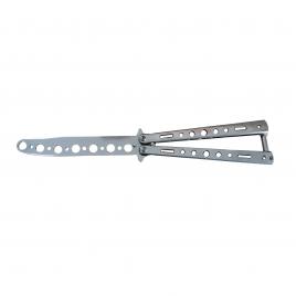 Briceag fluture de antrenament, otel inoxidabil, silver blade, 22.5 cm, argintiu