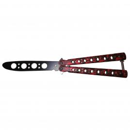 Cutit, briceag fluture, butterfly, scared skulls, pentru antrenament, 22 cm, rosu