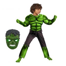 Costum cu muschi hulk pentru copii, infinity war, masca inclusa, 100-110 cm, 3-5 ani