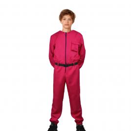 Costum pentru copii, jocul calamarului, marimea 8-10 ani, rosu, centura inclusa