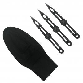 Set trei cutite de aruncat, black cat, otel inoxidabil, 13.5 cm, teaca inclusa