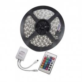 Banda led, rgb, 72w exterior 60 led-uri/m 5 metri cu telecomanda si alimentare