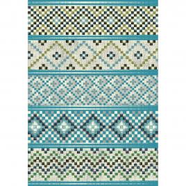 Model ethnic 11393, covor dreptunghiular, albastru