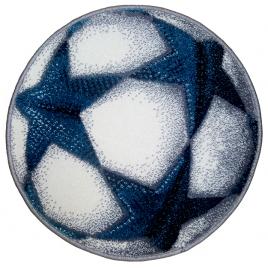 Covoras rotund copii, model minge fotbal 11199 190, dimensiune 67x67 cm, albastru