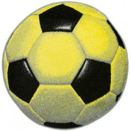 Covor rotund model minge fotbal,  galben