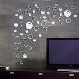 Oglinzi acrilice decorative autoadezive 3D Wall Bubbles 58 buc/set