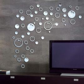 Oglinzi acrilice decorative autoadezive 3D Wall Bubbles 58 buc/set