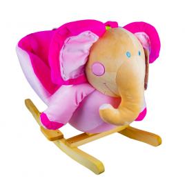 Balansoar pentru bebelusi elefant lemn + plus roz 60x34x45 cm