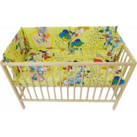 Lenjerie patut bebe cu aparatori laterale h33 cm 6 piese Mikey si Donald Duck bumbac multicolor 120X60 cm