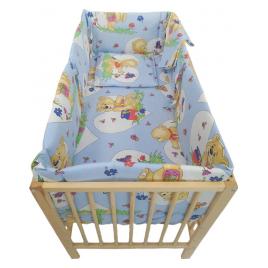 Lenjerie patut bebe cu aparatori laterale h33 cm 6 piese Ursuleti UIN bumbac multicolor 120X60 cm