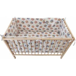 Lenjerie patut bebe cu aparatori laterale h52 cm 7 piese Bufnite bumbac multicolor 120X60 cm