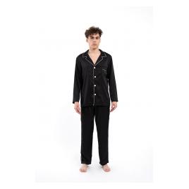 Pijama Barbat Divide din satin de matase negru XL
