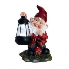 Decoratiune gradina ceramica/plastic lampa solara pitic 17x16x27 cm