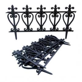 Gard de gradina decorativ plastic negru set 4 buc 57x32.5 cm