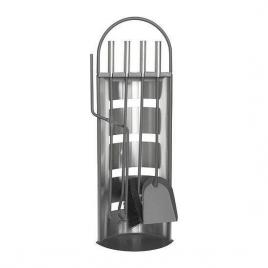 Set accesorii semineu suport cu 4 piese inox 66 cm