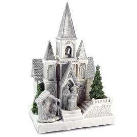 Decoratiune craciun biserica cu scena nasterea domnului 6 led 3xaa 17x13x26 cm