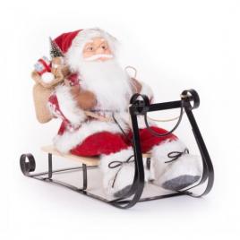 Decoratiune craciun mos craciun pe sanie rosu 46 cm