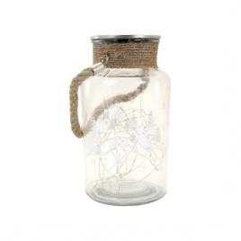 Decoratiune craciun borcan de sticla cu braduleti led 3xaaa ip44 13x23.5 cm